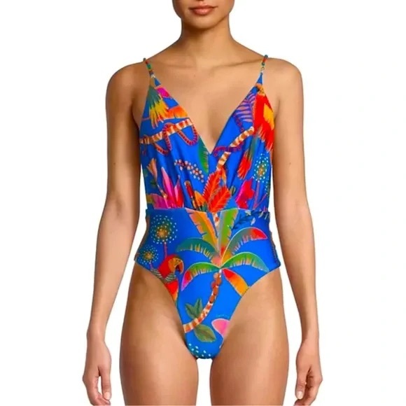 Farm Rio Blue Macaw Party One-Piece Swimsuit / bathing suit / Swim - Picture 4 of 13